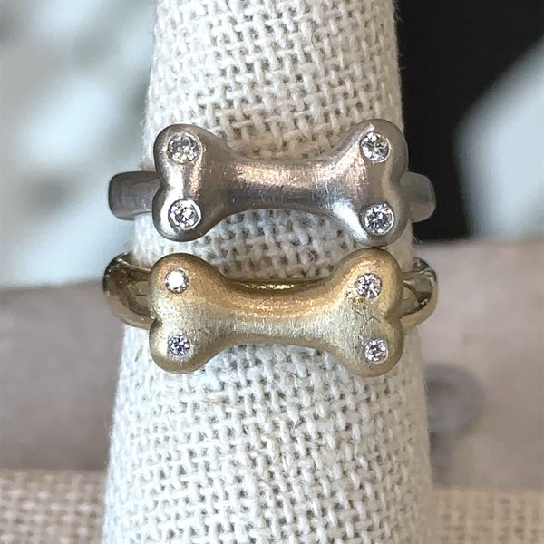 Made-to-Order 14KT Gold Diamond Dog Bone Ring - KFK, Inc.