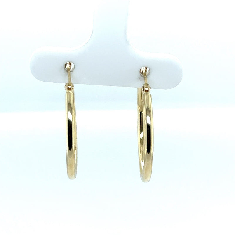 14KT Yellow Gold Tube Hoop Earrings, 1" Inch - KFK, Inc.