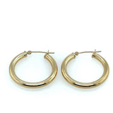 14KT Yellow Gold Tube Hoop Earrings, 1" Inch - KFK, Inc.