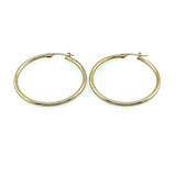 14KT Yellow Gold Tube Hoop Earrings, 1.25" Inches - KFK, Inc.