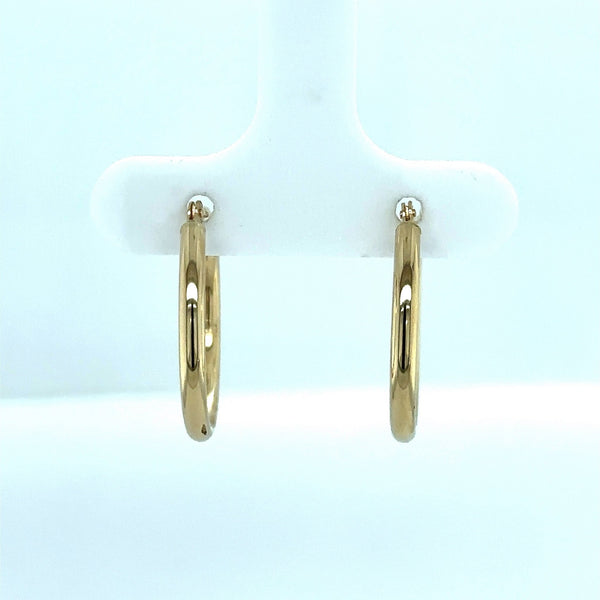 14KT Yellow Gold Tube Hoop Earrings, .75" Inch - KFK, Inc.