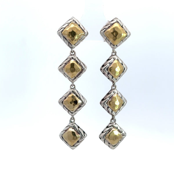 John Hardy Palu Sterling Silver 22KT Gold Drop Earrings - KFK, Inc.