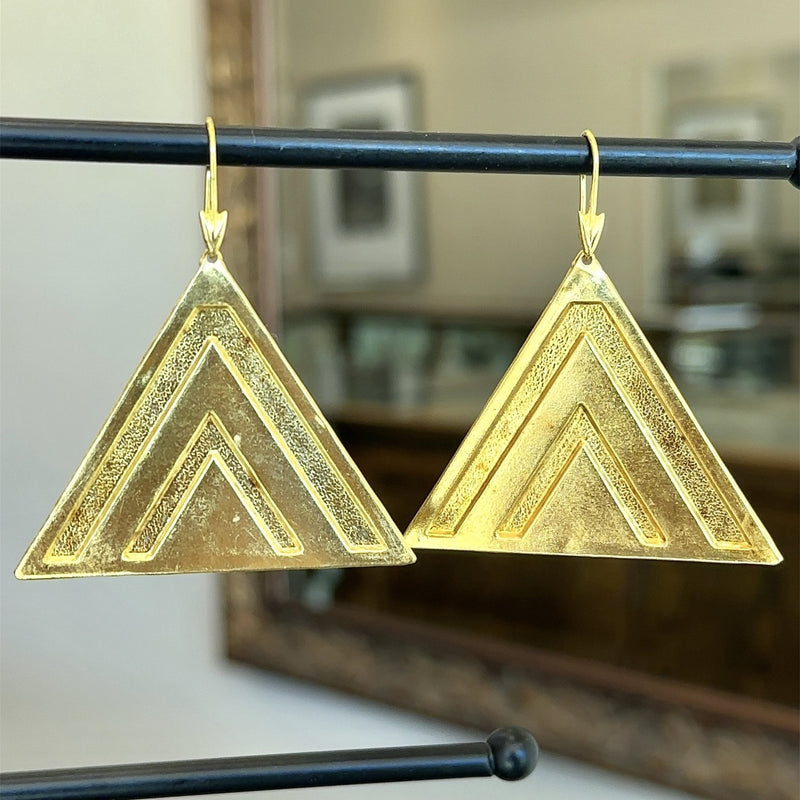 Lalaounis Greece 18KT Gold Triangle Earrings - KFK, Inc.
