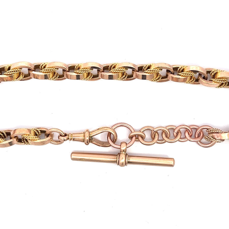 Vintage 9KT Rose and Yellow Gold Chain with T-Bar - KFK, Inc.