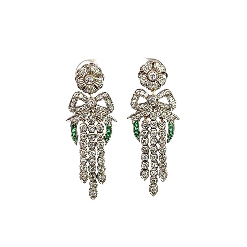 Vintage Diamond Emerald Chandelier Earrings - KFK, Inc.