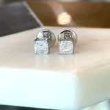 1.00CT Asscher-Cut Diamond Stud Earrings, Platinum - KFK, Inc.