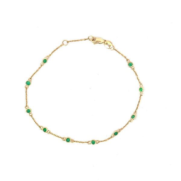 Bezel - Set .55CT Emerald Bracelet, 14KT Yellow Gold KFK Jewelers Los Angeles