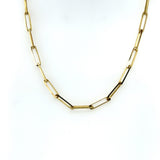 14KT yellow gold elongated link paperclip chain KFK Jewelers Los Angeles