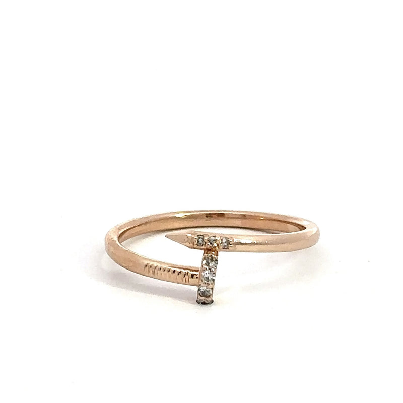 14KT Rose Gold Diamond Nail Ring - KFK, Inc.