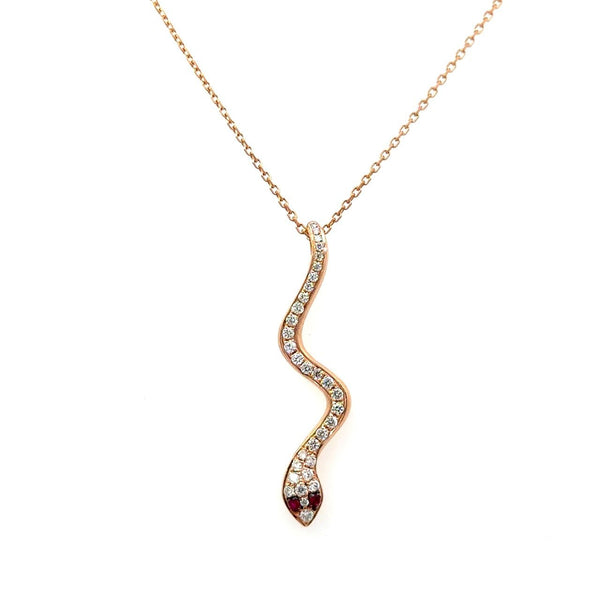 14KT Rose Gold Diamond Pendant Necklace - KFK, Inc.
