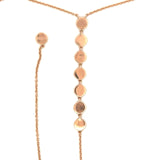 14KT Rose Gold Lariat Style Drop Necklace with Disc Stations - KFK, Inc.