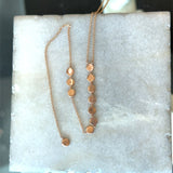 14KT Rose Gold Lariat Style Drop Necklace with Disc Stations - KFK, Inc.