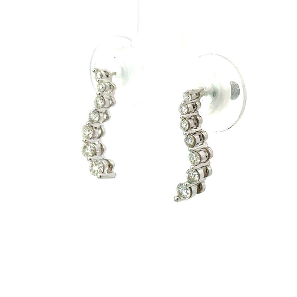 14KT White Gold .50CT Diamond Curve Earrings - KFK, Inc.