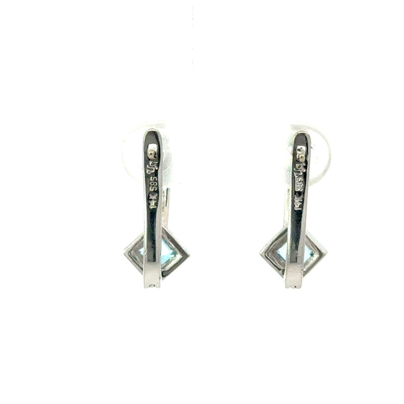 14KT White Gold Diamond and Blue Topaz Drop Earrings - KFK, Inc.