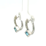 14KT White Gold Diamond and Blue Topaz Drop Earrings - KFK, Inc.