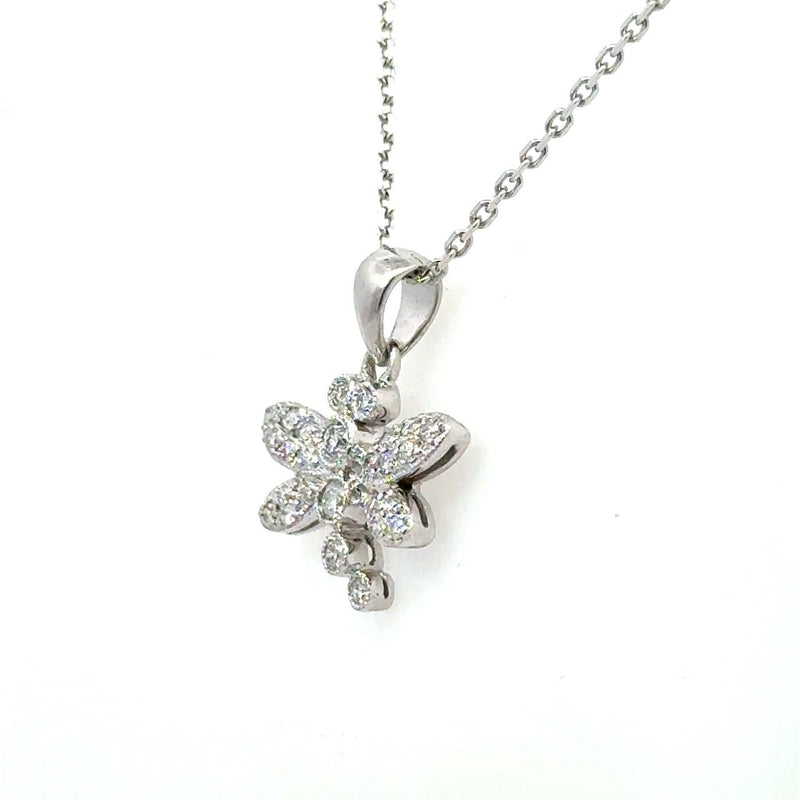 14KT White Gold Diamond Butterfly Pendant Necklace - KFK, Inc.