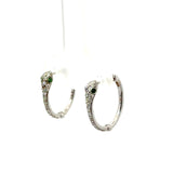 14KT White Gold Diamond Snake Huggie Earrings - KFK, Inc.