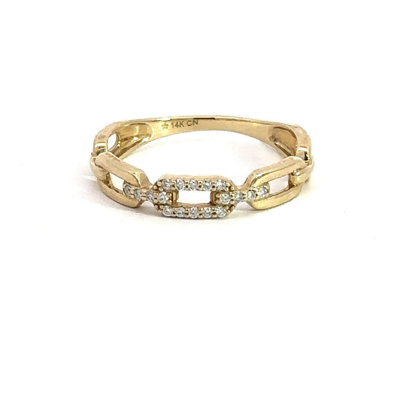 14KT Yellow Gold and Diamond Link Ring - KFK, Inc.