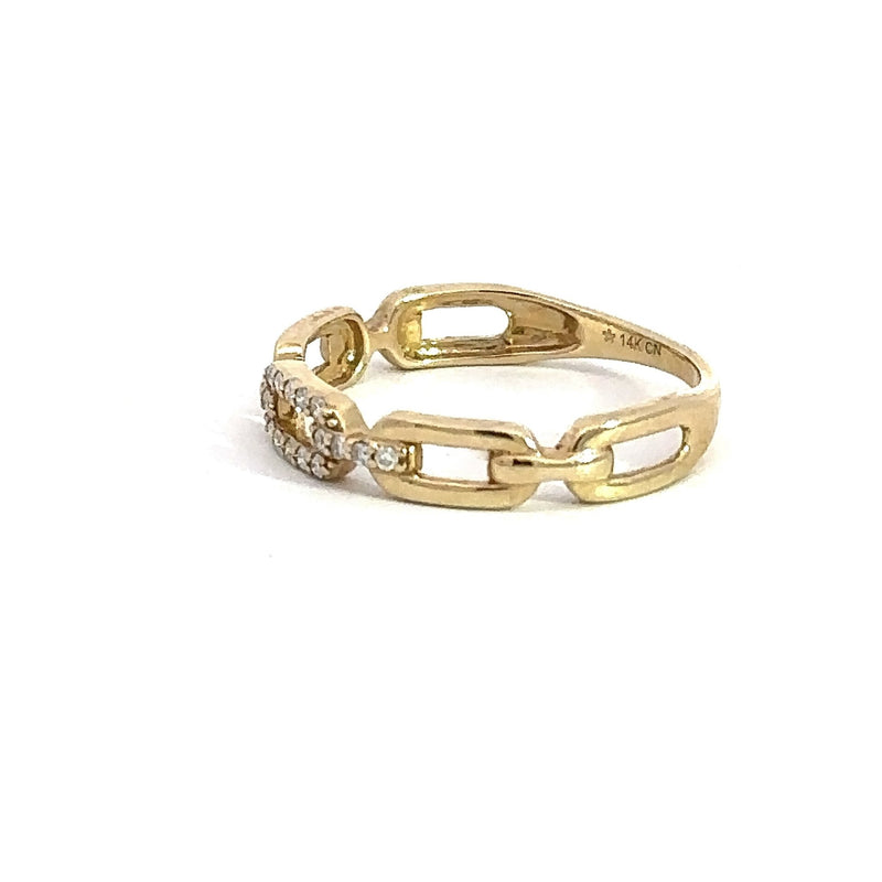 14KT Yellow Gold and Diamond Link Ring - KFK, Inc.