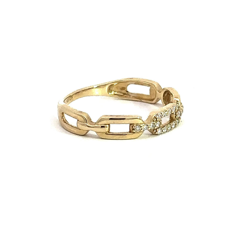 14KT Yellow Gold and Diamond Link Ring - KFK, Inc.