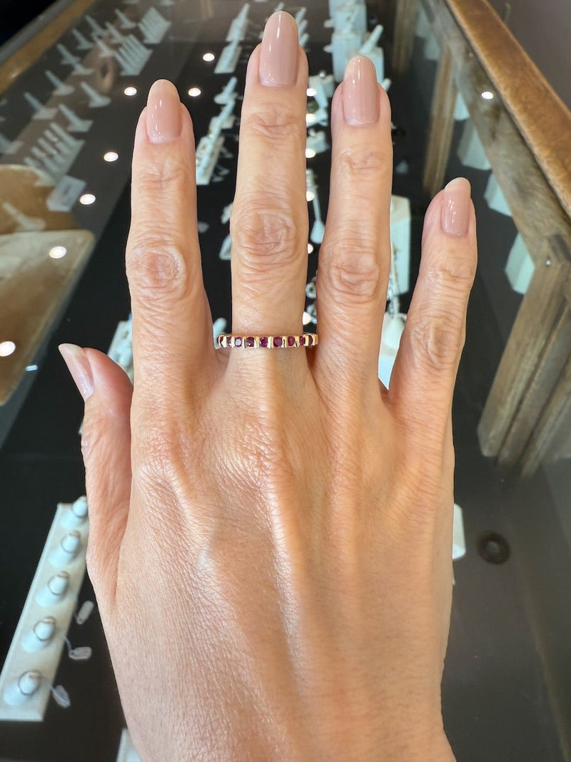 14KT Yellow Gold Bar - Set Ruby Band - KFK, Inc.
