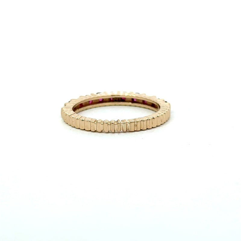 14KT Yellow Gold Bar - Set Ruby Band - KFK, Inc.