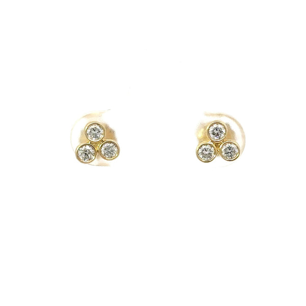 14KT Yellow Gold Bezel - Set Diamond Stud Trio - KFK, Inc.