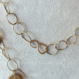 14KT Yellow Gold Bubble Link Chain Necklace with Hanging Discs 38 inches long KFK Jewelers Los Angeles