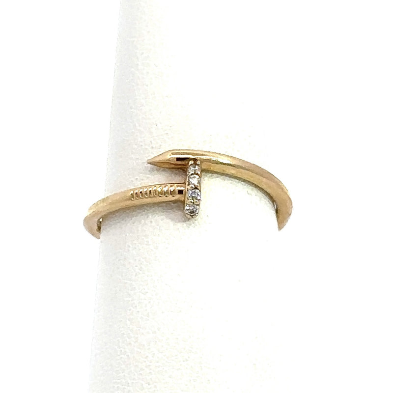 14KT Yellow Gold Diamond Nail Ring - KFK, Inc.