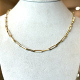 14KT Yellow Gold Elongated Link Paperclip Chain, 17" Inches - KFK, Inc.