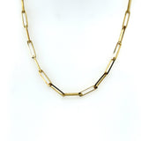 14KT Yellow Gold Elongated Link Paperclip Chain, 17" Inches - KFK, Inc.