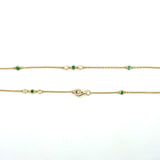 14KT Yellow Gold Emerald and Diamond Station Necklace, 26 inches - KFK, Inc.