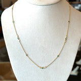 14KT Yellow Gold Emerald and Diamond Station Necklace, 26 inches - KFK, Inc.