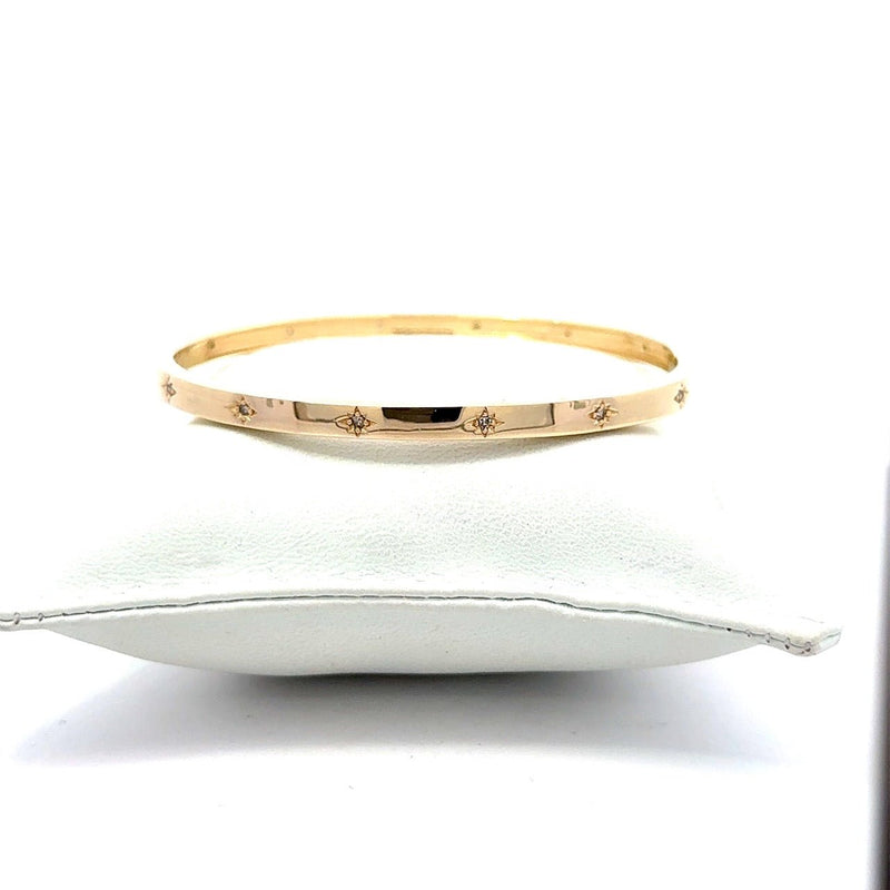 14KT Yellow Gold Hinged Bangle with Diamond Accents - KFK, Inc.