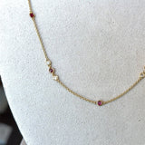 14KT Yellow Gold Ruby and Diamond Station Necklace - KFK, Inc.
