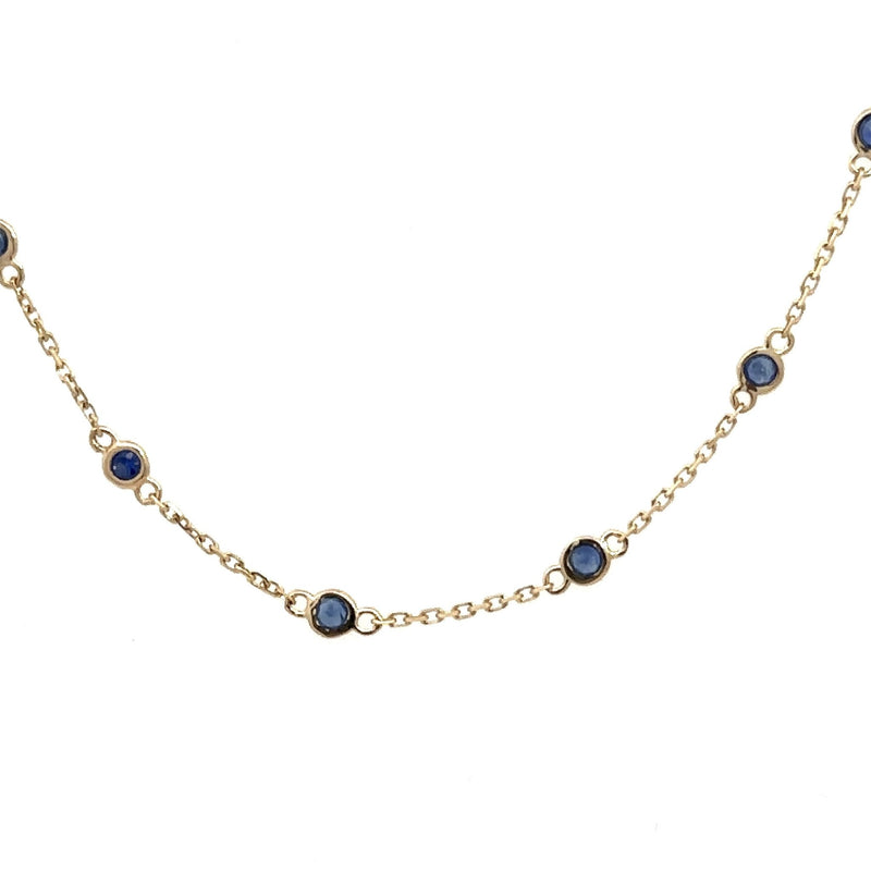 1.50CT Bezel - Set Sapphire Necklace, 14KT Yellow Gold - KFK, Inc.