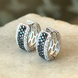1.78CT Black and White Diamond Hoop Earrings, 14KT White Gold - KFK, Inc.