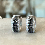1.78CT Black and White Diamond Hoop Earrings, 14KT White Gold - KFK, Inc.