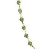 18KT yellow gold emerald bead necklace 18 inches KFK Jewelers Los Angeles