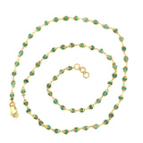 18KT yellow gold emerald bead necklace 18 inches KFK Jewelers Los Angeles