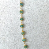 18KT yellow gold emerald bead necklace 18 inches KFK Jewelers Los Angeles