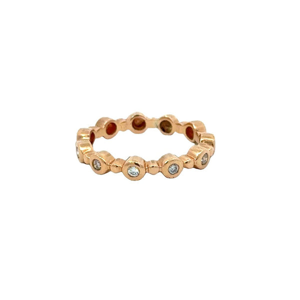 18KT Rose Gold Bezel Diamond Stacking Band - KFK Jewelers Los Angeles