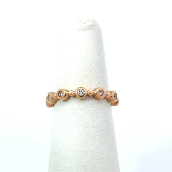 18KT Rose Gold Bezel Diamond Stacking Band - KFK Jewelers Los Angeles