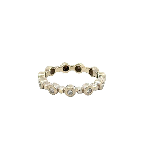18KT White Gold Bezel Diamond Stacking Band - KFK, Inc.