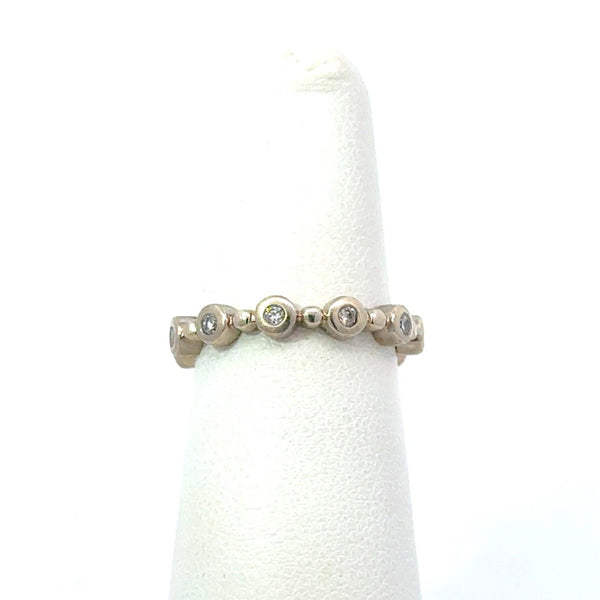 18KT White Gold Bezel Diamond Stacking Band - KFK, Inc.