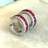 18KT White Gold Ruby and Diamond Hoop Earrings - KFK, Inc.