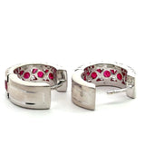 18KT White Gold Ruby and Diamond Hoop Earrings - KFK, Inc.