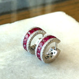 18KT White Gold Ruby and Diamond Hoop Earrings - KFK, Inc.