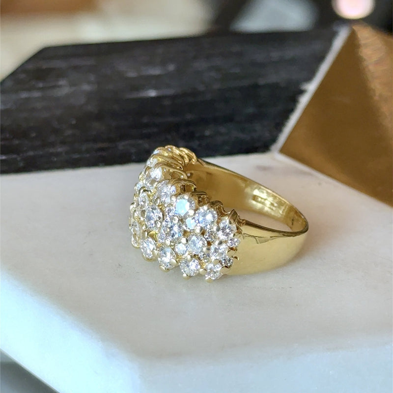 18KT Yellow Gold 4.04CT Diamond Honeycomb Ring - KFK, Inc.