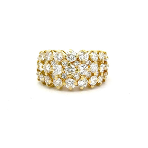 18KT Yellow Gold Statement Ring 4.04CT Diamond Honeycomb Ring Cocktail Ring - KFK Jewelers Los Angeles